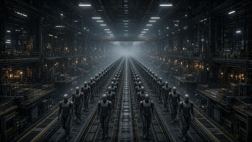 AI illustration: ~100,000 Optimus robots a month within 60 months (by mid-2030)