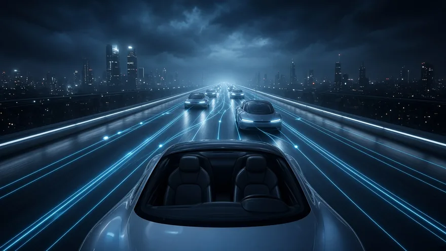 AI illustration: AI drives 90% of all distance driven within about 10 years (by 2036)