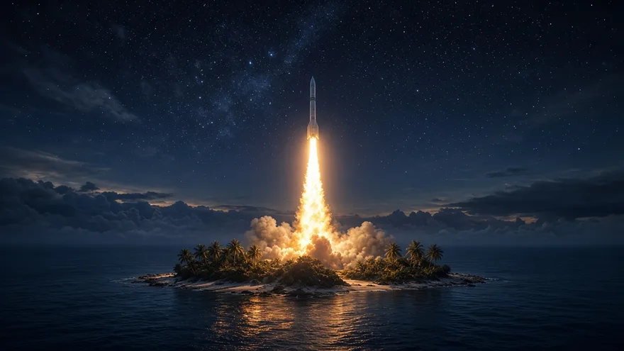 AI illustration: Falcon 1 reaches orbit within one to three more tries (after the third failure)