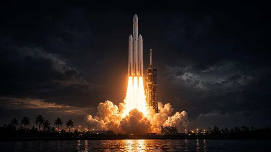 AI illustration: Falcon Heavy launches at the end of June 2019