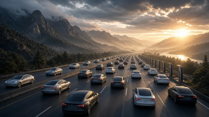 AI illustration: More than half of new US vehicle production electric within 10 years (by 2027)