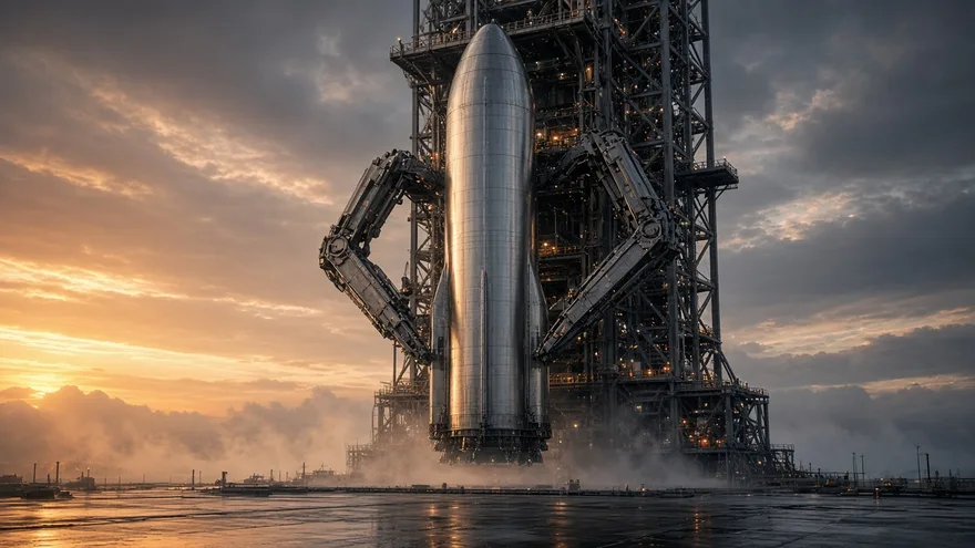 AI illustration: Starship full reusability of booster and ship by 2025