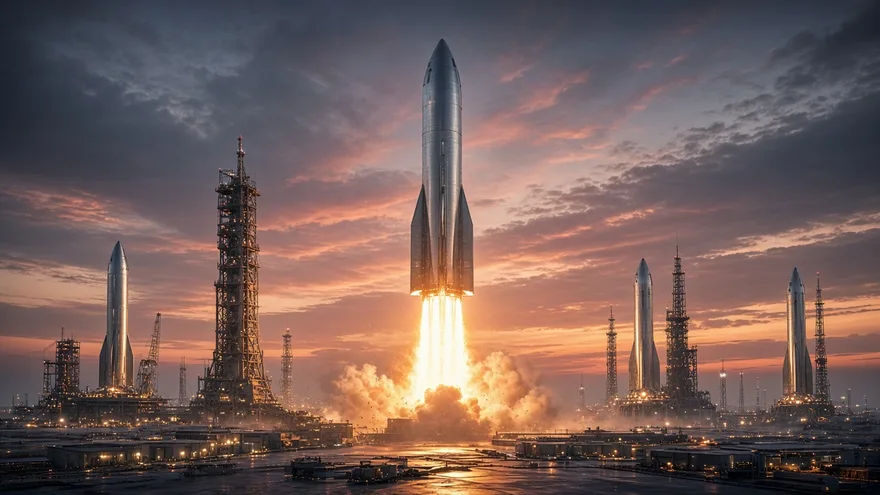 AI illustration: Starship reaches a weekly or twice-weekly launch cadence in 2027