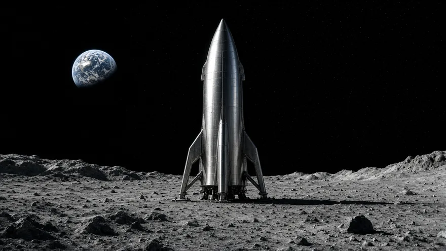 AI illustration: Starships landing on the Moon within about three years (by March 2027)