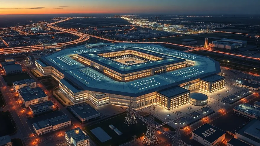 AI illustration: Terafab will be 50× the size of the Pentagon when complete