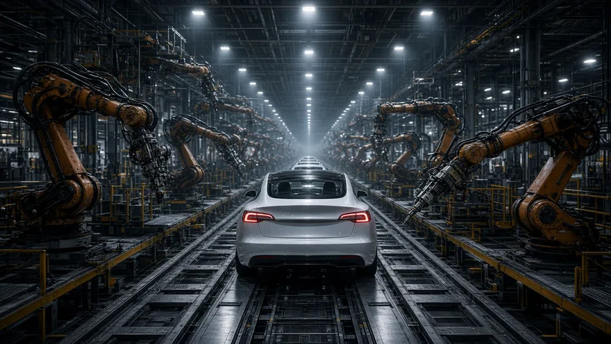 AI illustration: Tesla making a few million cars a year within 10 years (by 2025)