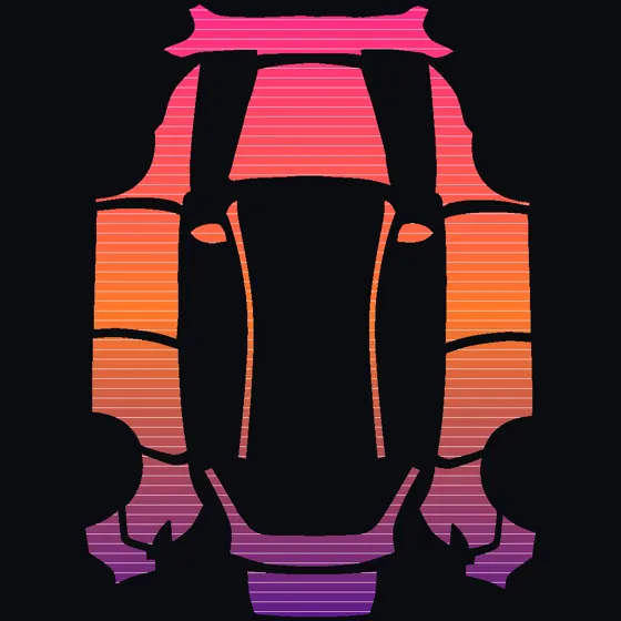 Synthwave sunset free Tesla wrap on the Model Y template